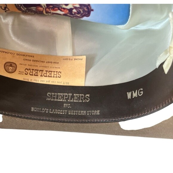 Vintage John B Stetson 3X Beaver XXX Cowboy Hat Beige w/ Feather Size 6-7/8 - Picture 10 of 11